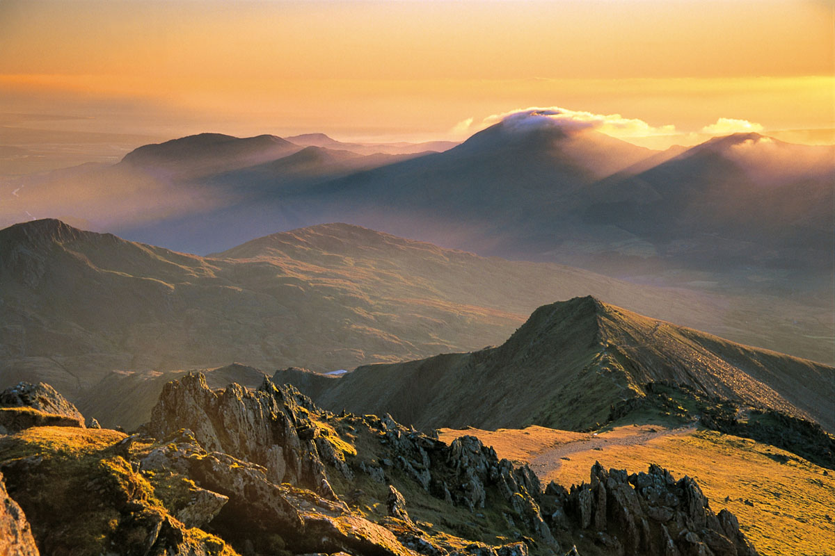 Moel Hebog from Snowdon summit