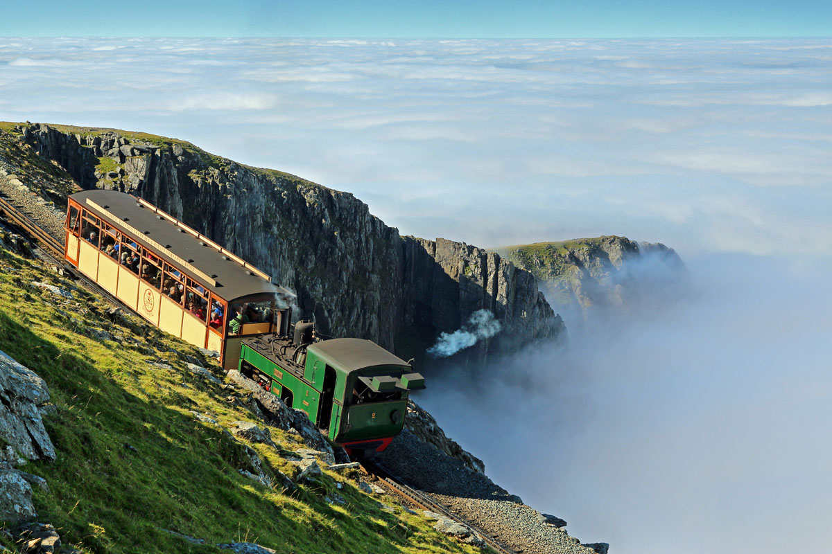 The Snowdon Mountain Railway - high above Cloggy