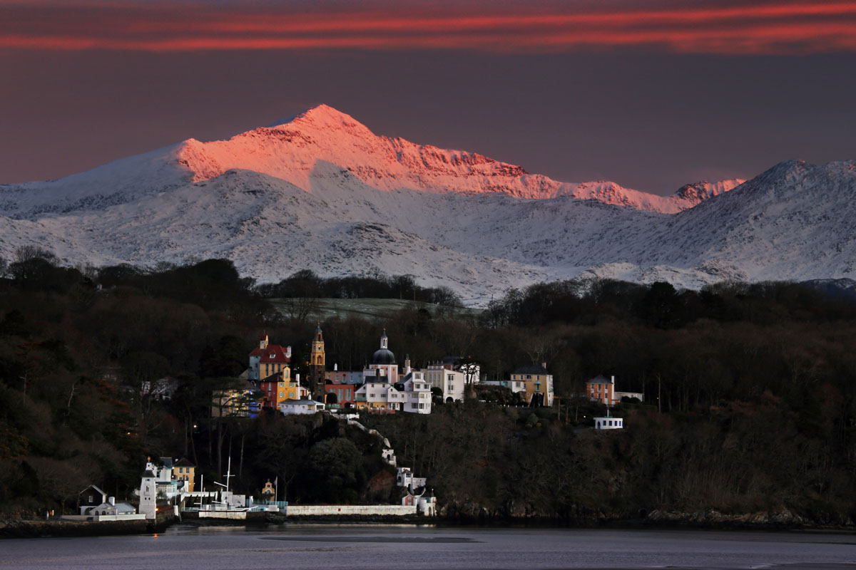 Portmeirion and Snowdon at sunrise