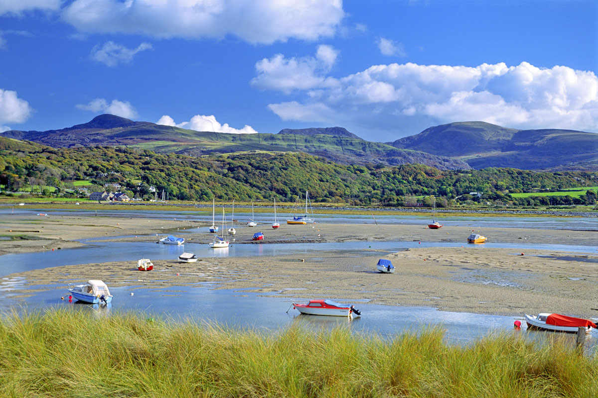 Pensarn Harbour and the Rhinog Mountains