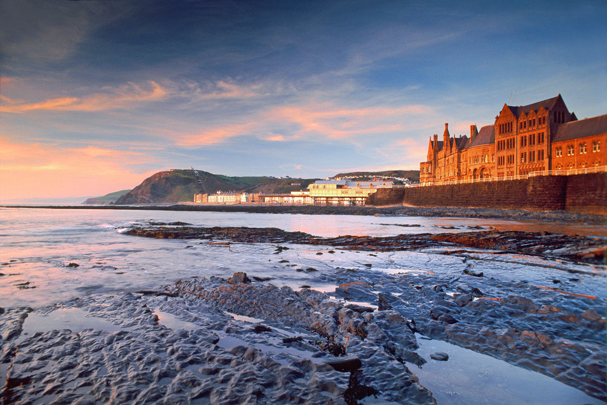 Evening sun on Aberystwyth sea front