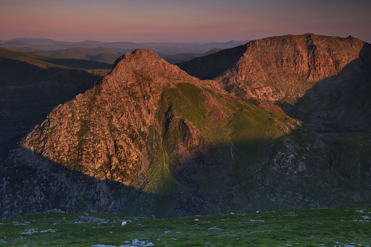Tryfan and Glyder Fach from Penyroleuwen