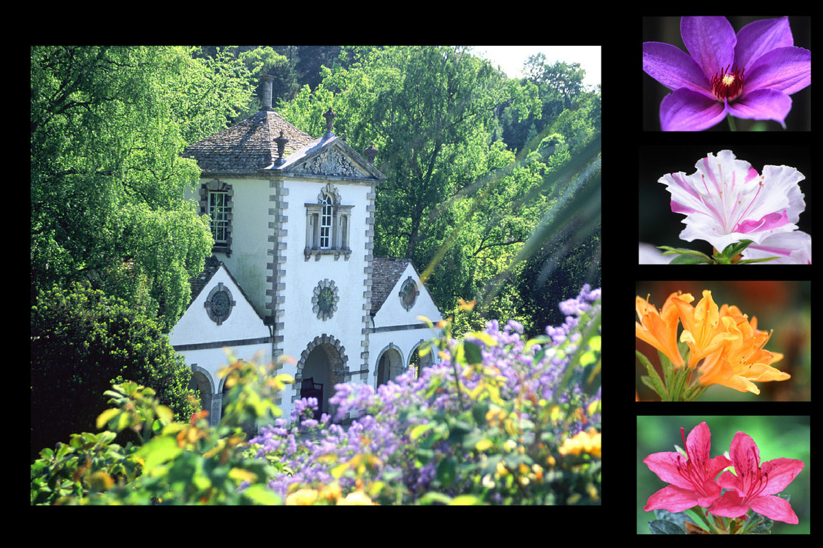 The Pin Mill and flowers of Bodnant Garden