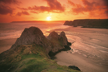 Three Cliffs Bay at sunset