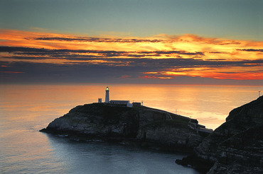 South Stack Lighthouse at dusk