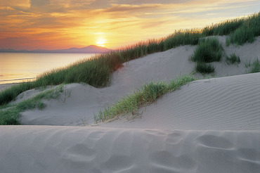 Harlech sand dunes at sunset
